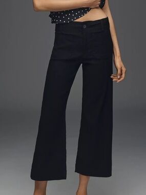 Maeve Colette Black High-Waist Cropped Denim Trousers